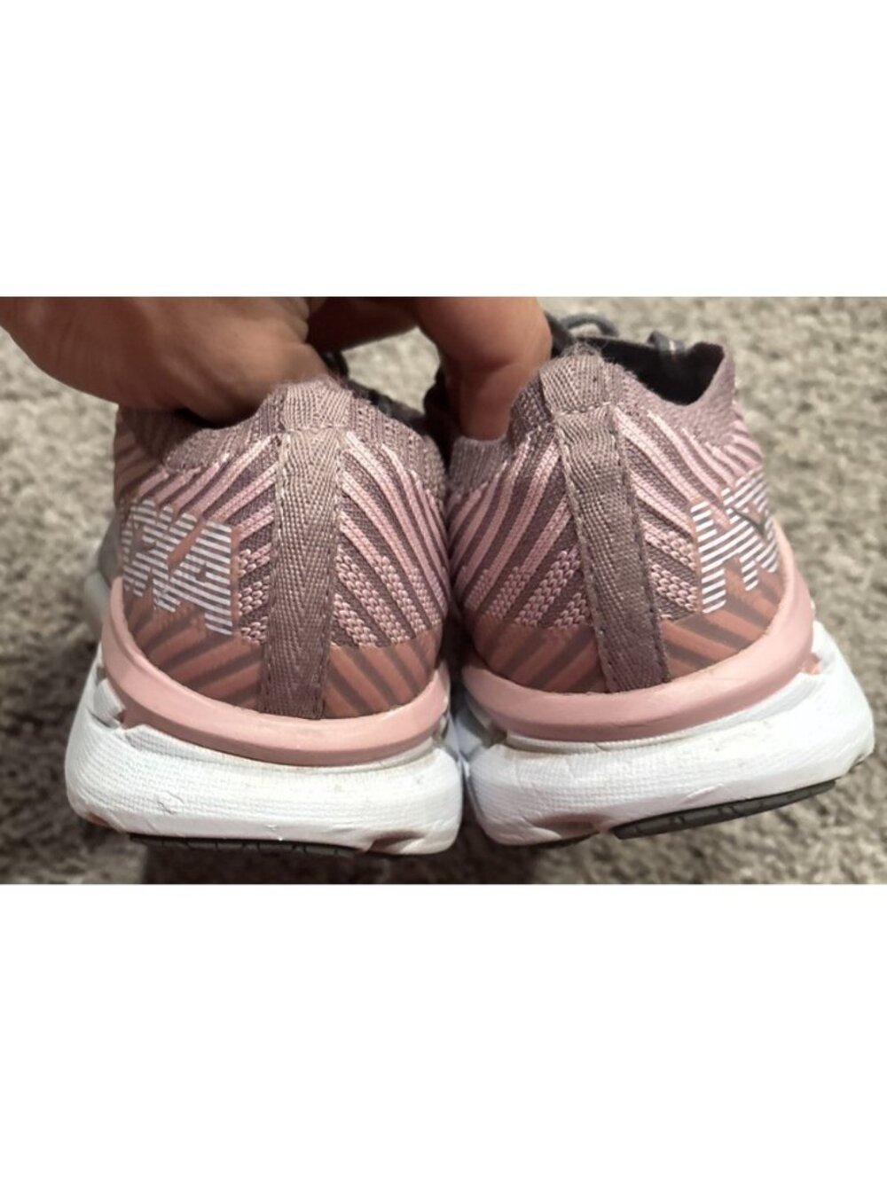 Hoka One Womens Clifton 5 Knit Running Shoes Purple/Pink Low Top Lace Up Size 8 - Picture 7 of 8